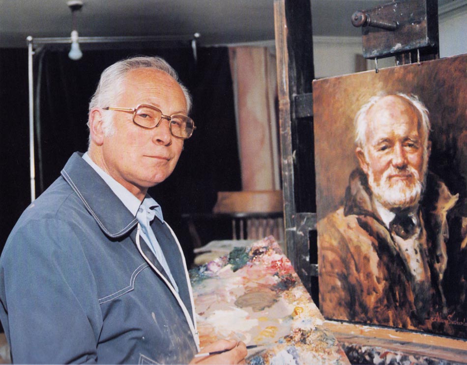 Alan Sutherland at the easel | Forth Ports Commission 1988